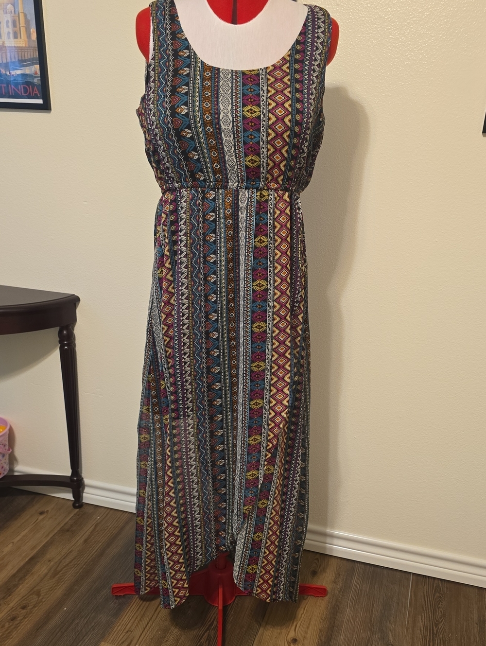 Roper Multicolor Tribal Stripe Sleeveless Maxi Dress